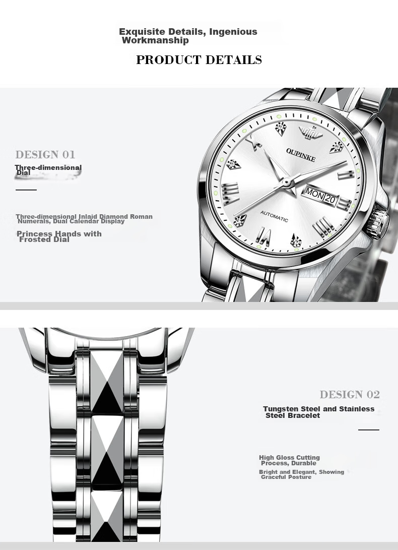 Oupinke Women's Fully Automatic Mechanical Watch, Skeleton Design with Diamond Inlay, Imported Movement, Butterfly Wristwatch, Birthday And 520 Gift for Girlfriend 21