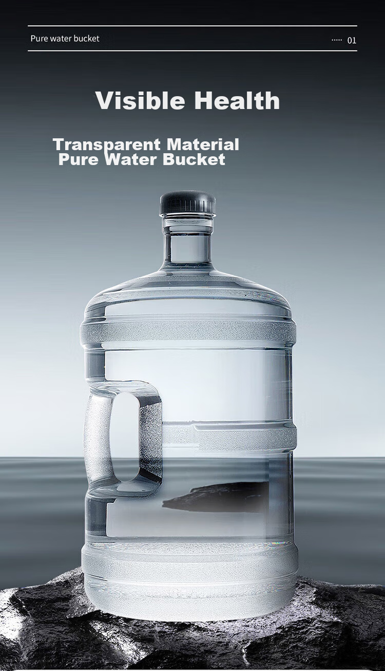 BJ Pure Water Bucket, Food-Grade PC Mineral Water Bucket Drinking Water Bucket, Bottled Water Dispenser Portable Transparent Water Bucket, Large Capacity 11.3L + Water Bucket Brush 1