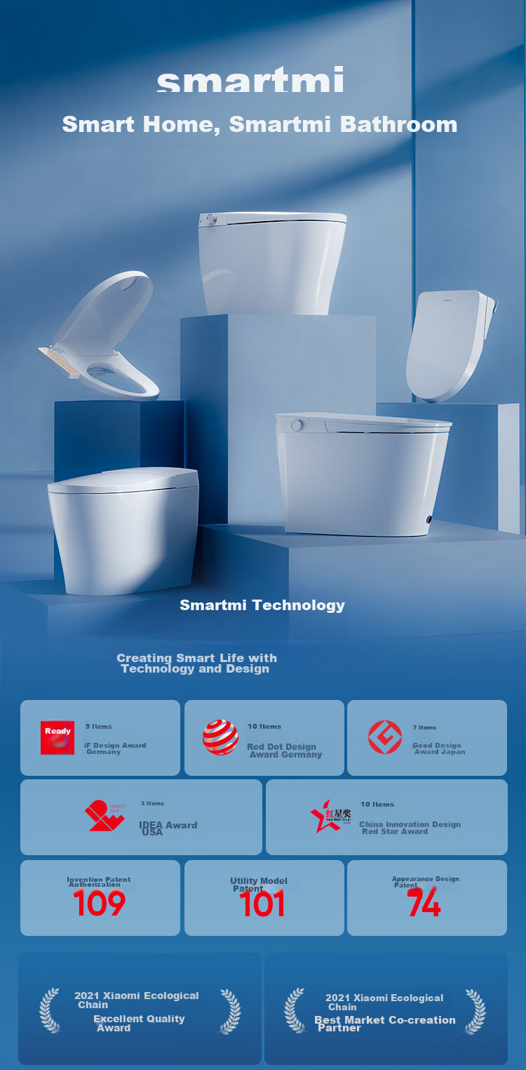 SMARTMI 2Pro Sensor Smart Toilet Seat with Warm Air Drying, Heating, Automatic Sensor, Antibacterial Toilet Cover 1