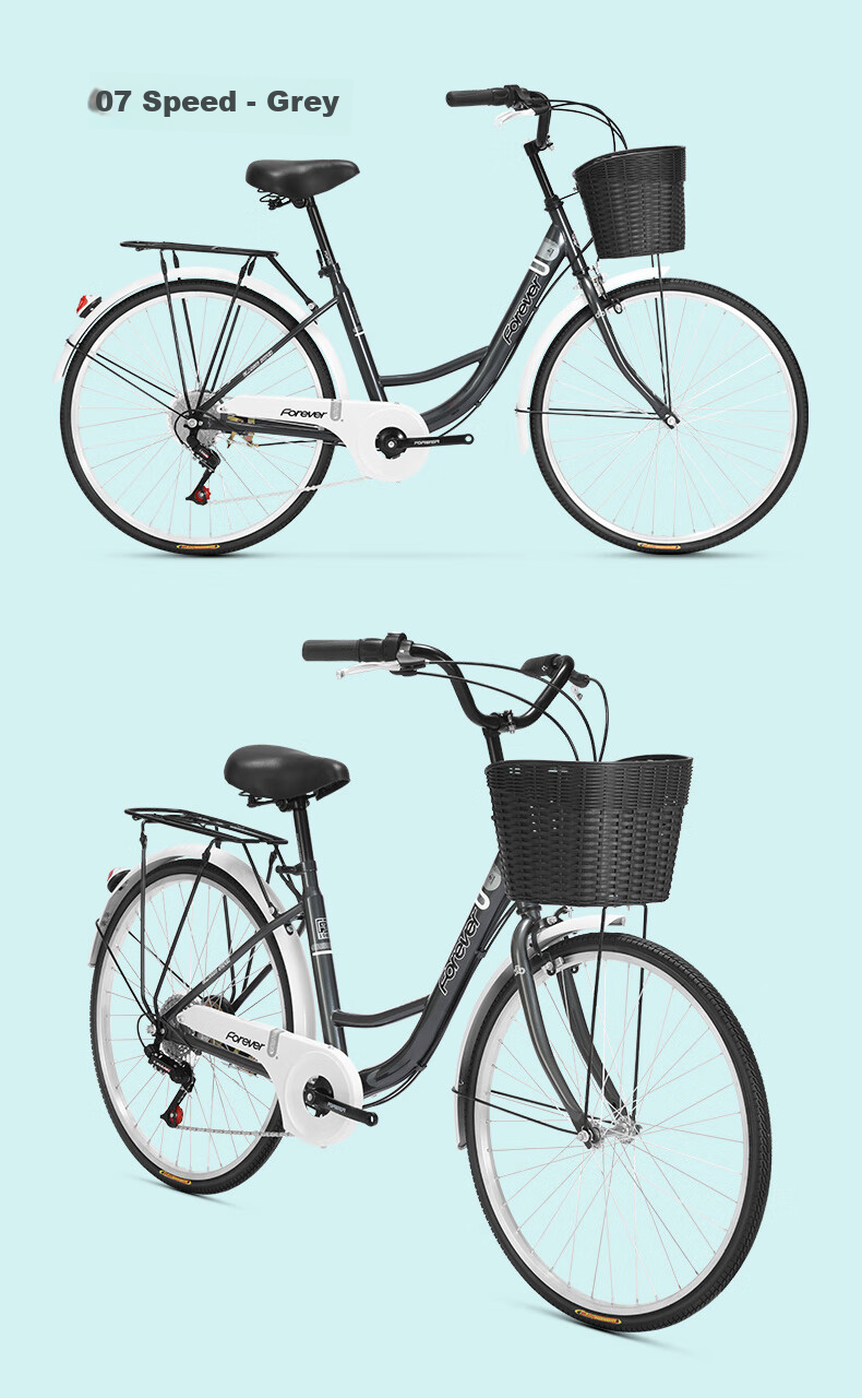 FOREVER City Commuter Bicycle, 26-Inch Solid Tire, for Adults, Men And Women, Children, Grocery Shopping, Commuting, Leisure City Bike, Black 16