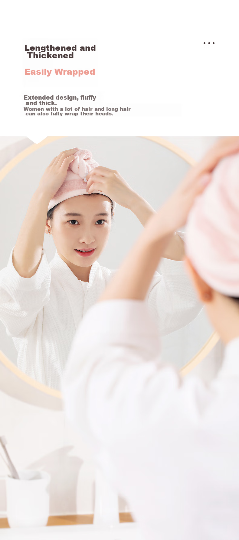 CHAHUA Hair Drying Cap for Women, Ultra-Soft And Highly Absorbent, Lint-Free, Thickened Shower Cap, Polyester Material, 1 Piece 5
