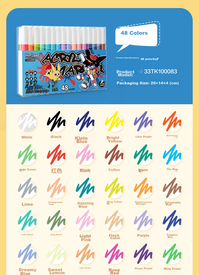 Touch Mark Acrylic Markers, 12 Colors, Water-Based Paint Pens, No-Press Waterproof Quick-Drying Graffiti Acrylic Paint Brushes, Drawing Tools for Students And Children, Birthday Gift, Art Education Painting Brushes 23