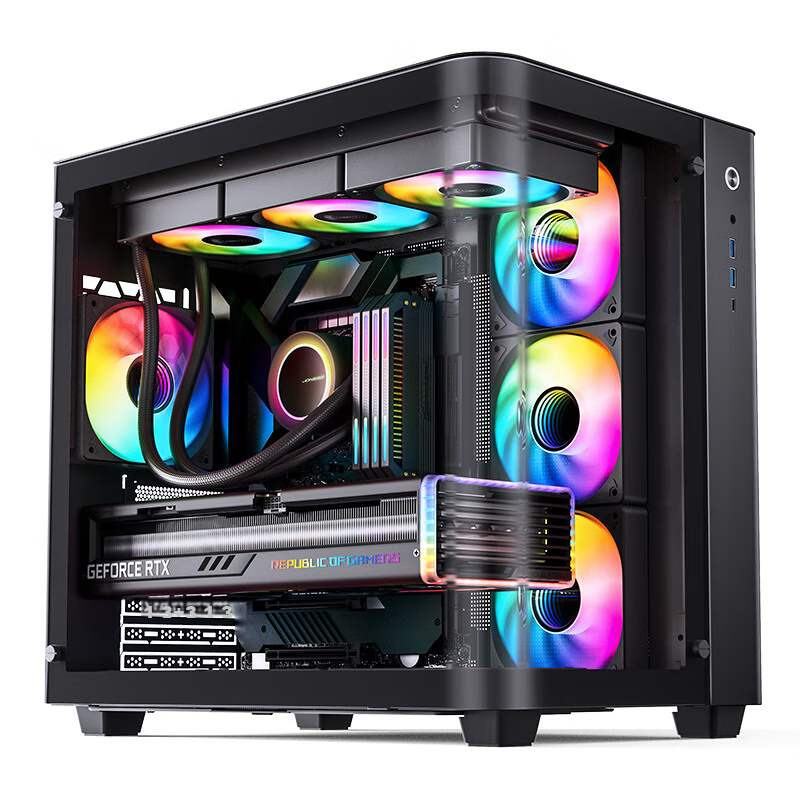 JONSBO TK-3 Black Curved Panoramic ATX Case (Dual 360 Radiator Support/ATX PSU/10 Fan Positions/Type-C Gen2 10Gbps+)