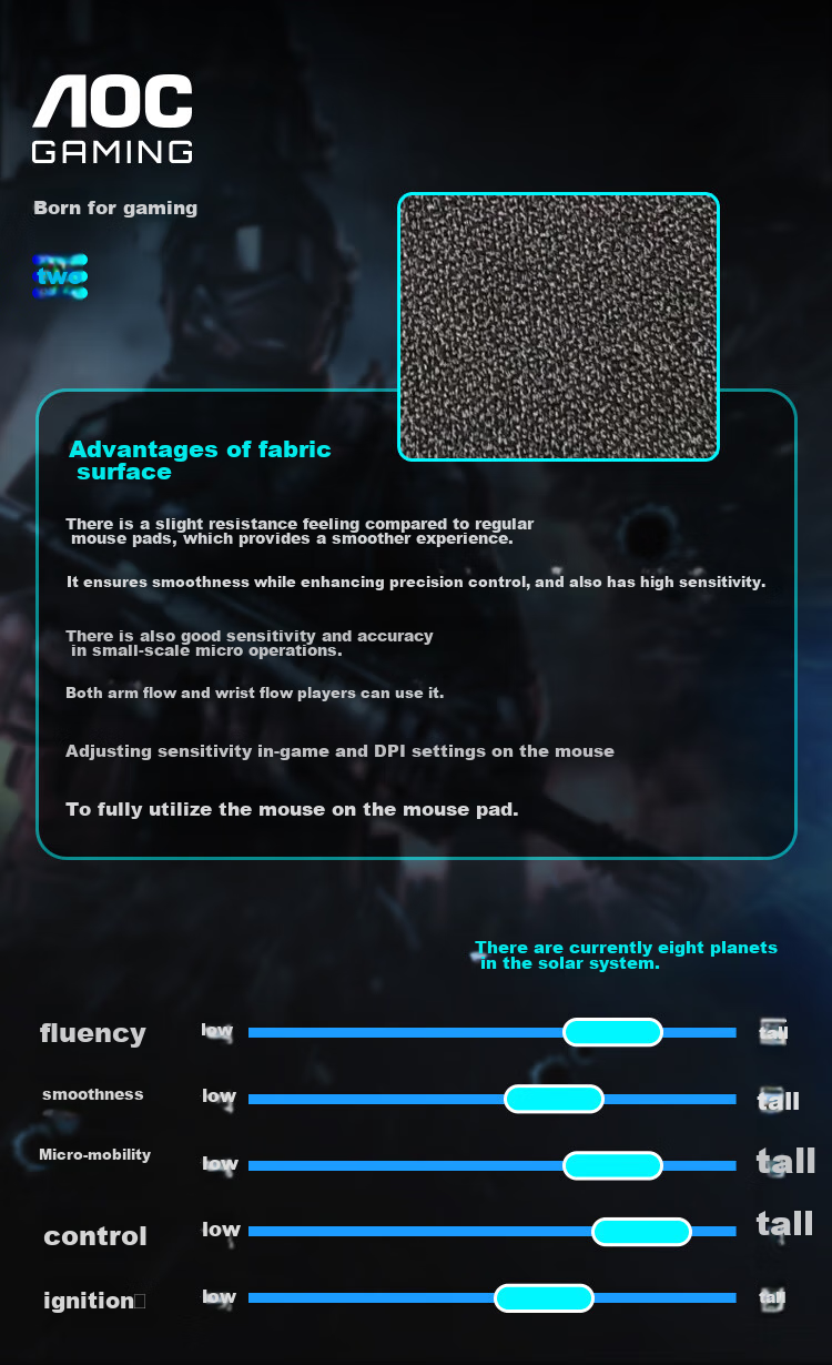 AOC Gaming Mouse Pad Medium Size 300*250*4mm Thickened with Locked Edges for Office Keyboard Computer Desk Pad Black Textured M200 Control Versio 4