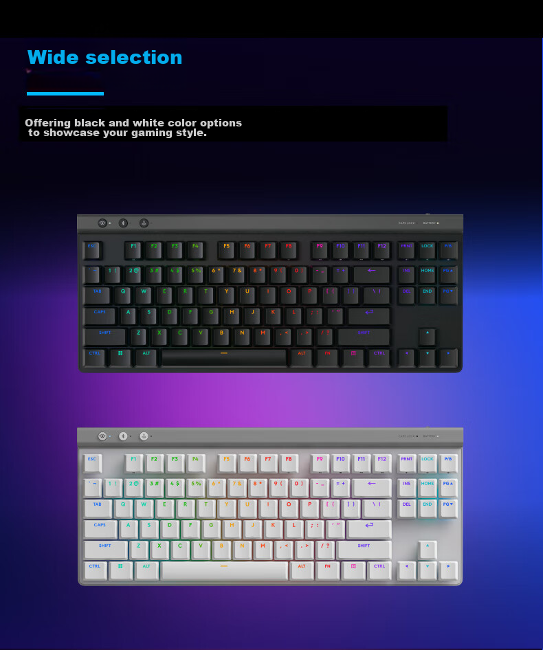 G Falcon Series G515 LIGHTSPEED TKL Low-Profile Wireless Gaming Keyboard, 87-Key Layout, Triangular/PUBG White - T Key (Similar to Brown Switches) 9