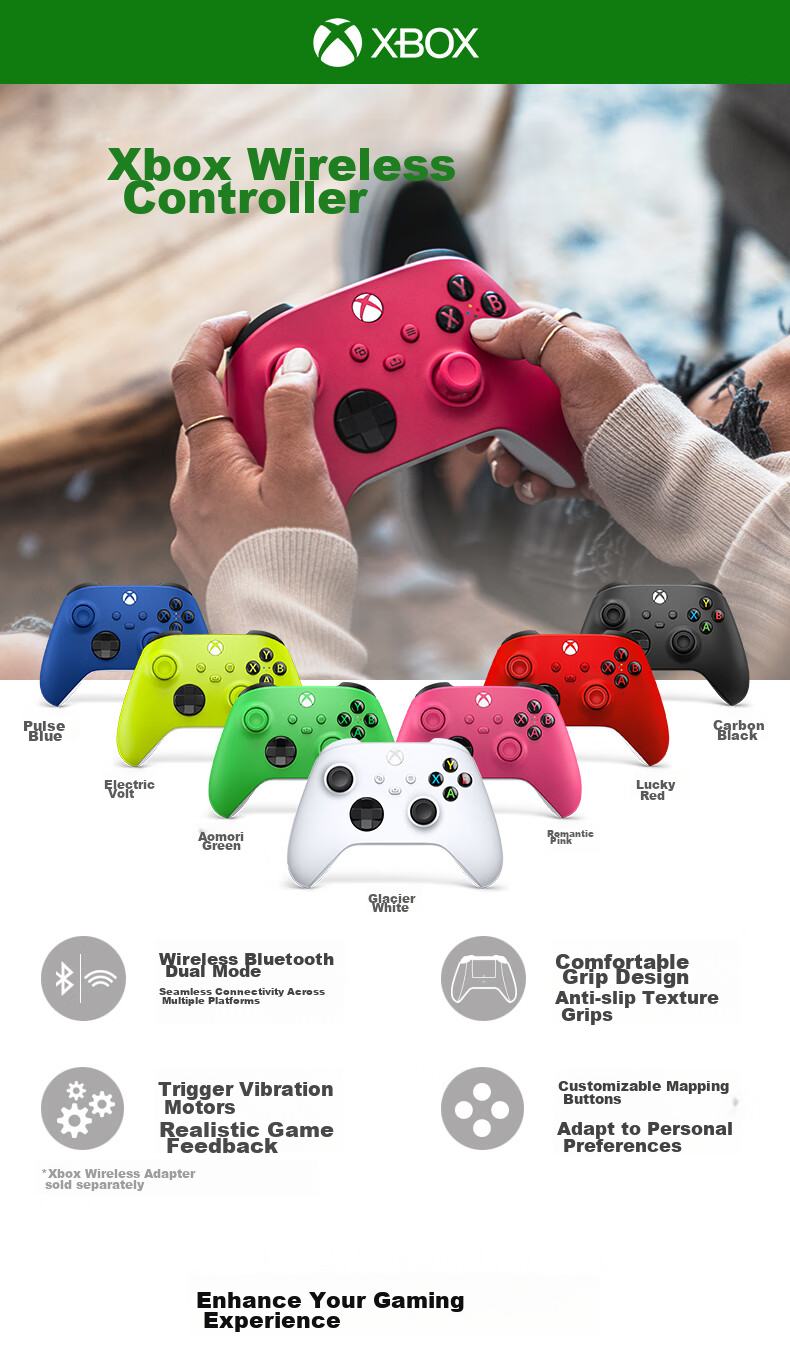 Microsoft Xbox Wireless Controller, Ice White, Bluetooth Compatible with Xbox/PC/Tablet/Phone, Steam Promotion Black Myth: Wukong Silk Song 1