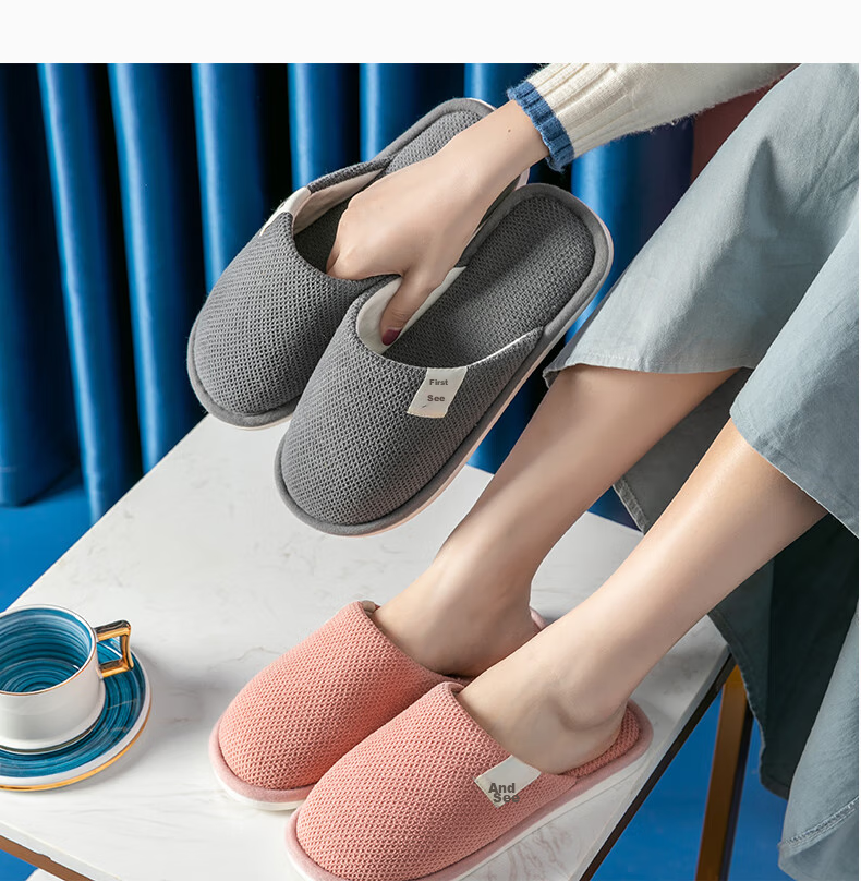 GUOLUOFEI Spring And Autumn Cotton Slippers for Men, Indoor Home Wooden Floor Slippers for Women, All Seasons Spring Autumn Winter, Ginger Yellow Color, Size 36-37 13