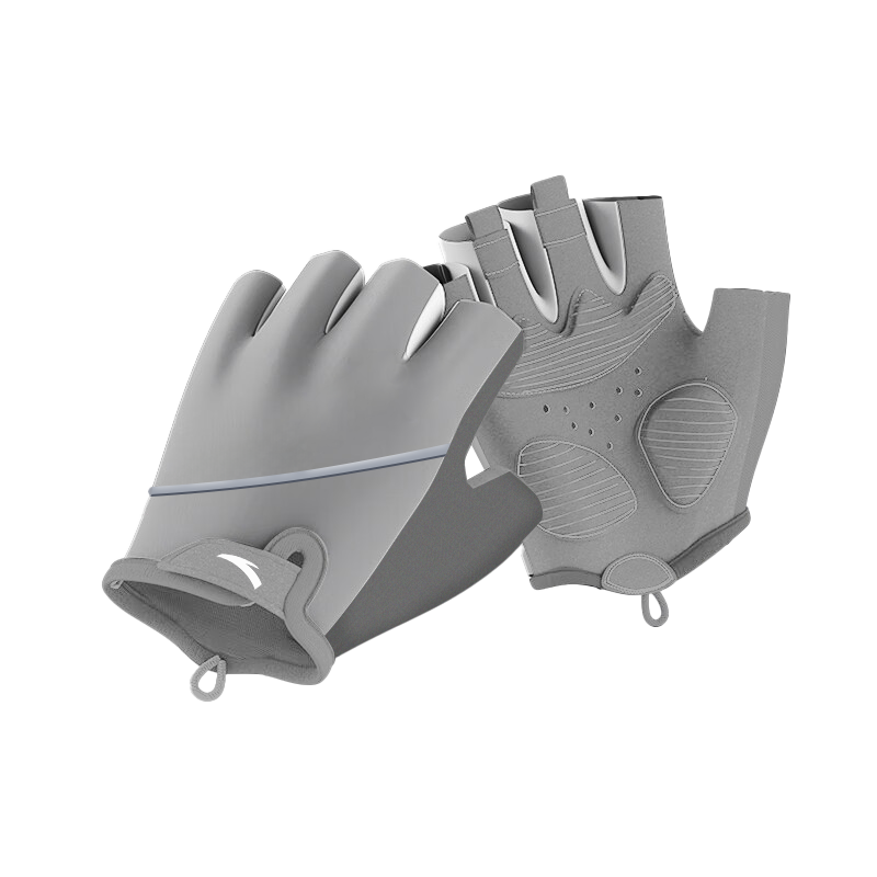 ANTA Sports Gloves, Cycling Fingerless Gloves, Warm, Shock-Absorbing, Non-Slip, Wear-Resistant, for Weightlifting, Gym Equipment, Fitness Training, Gray, Size M