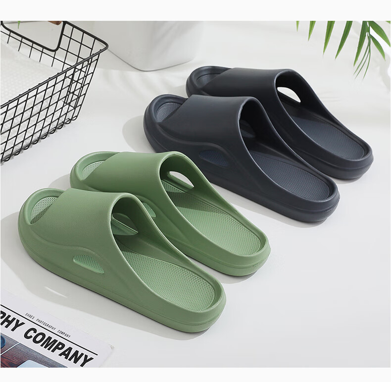 GUOLUOFEI Men's Summer Slippers, Bathroom Shower Non-Smelly, Non-Slip Soft Sole, Couples Sandals for Women, Green, Size 35-36 6