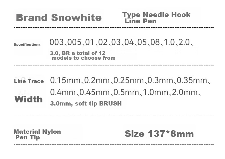 Snowhite Needle-Tip Pen, Waterproof Drawing Pen, Art Design Outlining Pen, Comic Pen, Sketching Pen, Specialized for Quick Sketches, Line Drawing Pen, Manga-Specific Set of 5 Pens 10