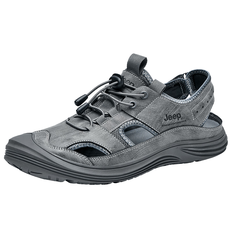 JEEP Men's Sandals, Outdoor Breathable Beach Shoes, Closed-Toe Water Shoes, Non-Slip Wear-Resistant River Tracing Shoes, Sports Casual Shoes