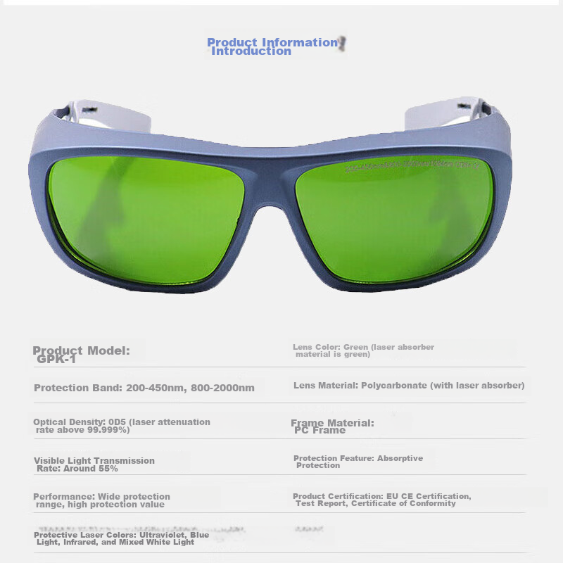 GONGPINKU 800-2000nm Absorption Laser Protective Goggles, Industrial High-Intensity Welding And Rust Removal Eye Shield