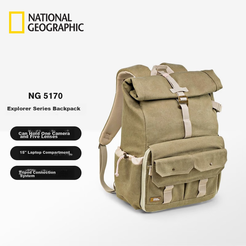 National Geographic NG 5170 DSLR And Mirrorless Camera Professional Photography Bag Medium-Sized Backpack Earth Explorer Series Travel Multifunctional Portable