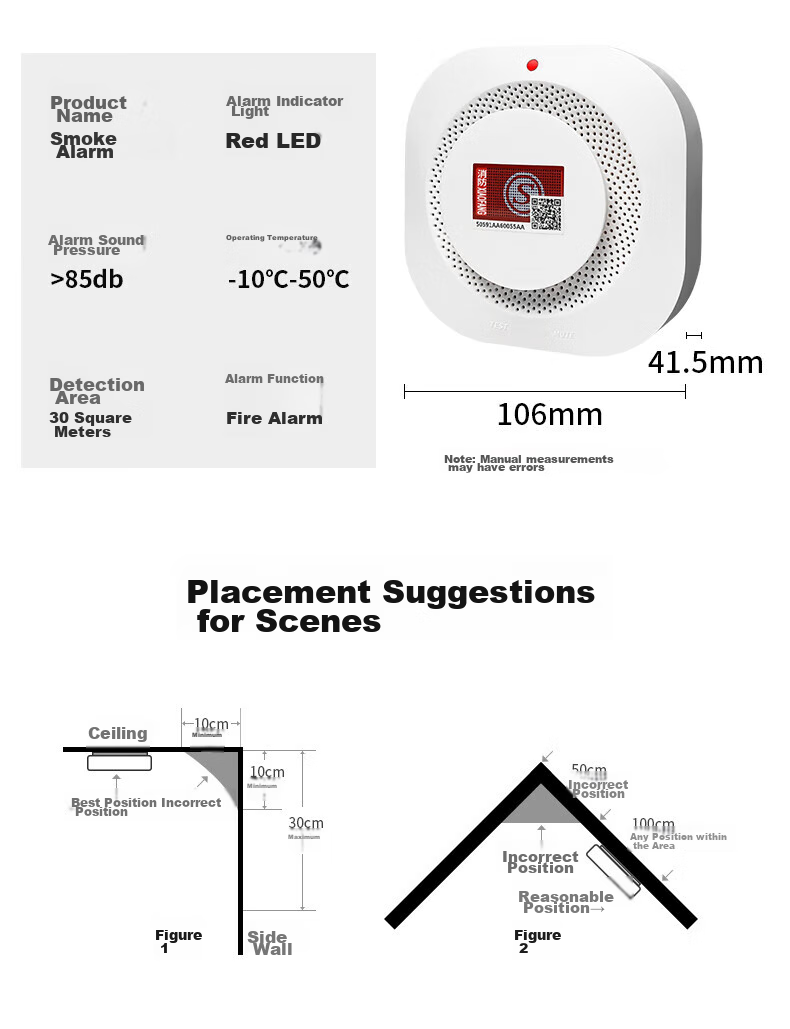PGST Smoke Alarm, Fire Detector, 3C Certified Fire Safety Device, Fire Protection System, Main Unit + 5 Alarms 15