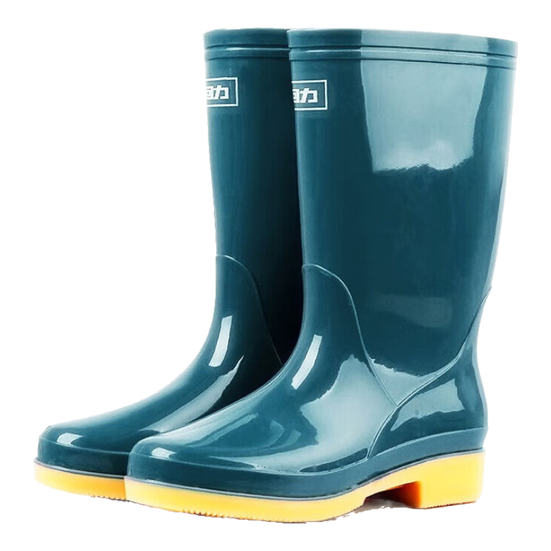 Warrior Women's Rain Boots, Adult Waterproof Shoes, Rubber Overshoes, Water Boots HXL81S, Green Medium, Size 40