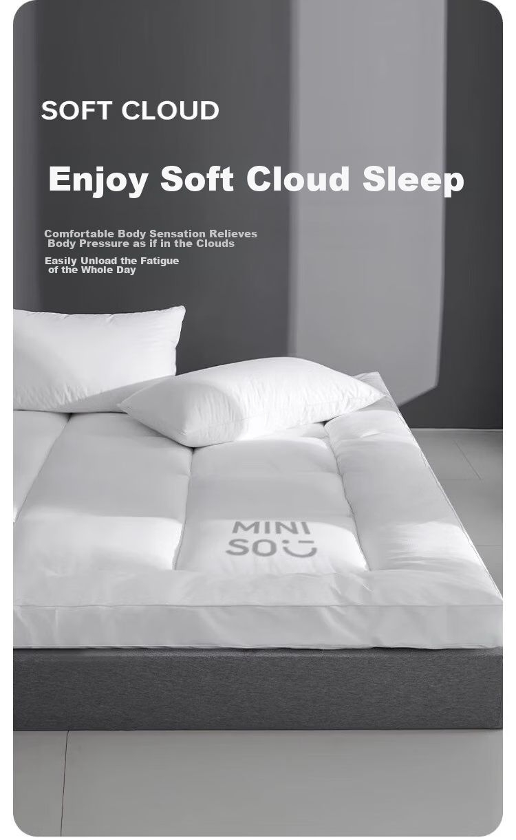 MINISO Star-Rated Hotel Grade Class A Antibacterial Mattress Pad, Soft Bed Mat, Double Bed Pad for 1.8x2 Meter Bed 8