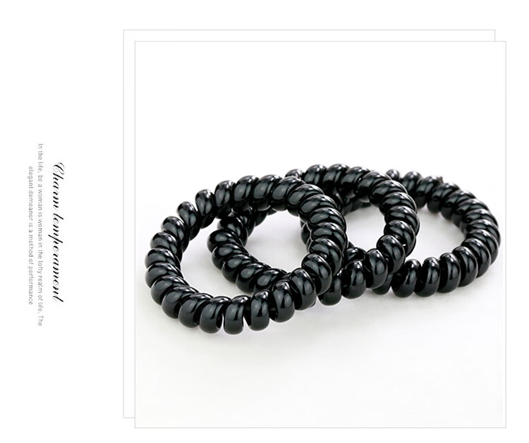 Jianyingshu Black Large Thickened Telephone Wire Hair Ties 10 Pieces Hair Bands Elastic Hair Ropes Hair Scrunchies Hair Elastics 9