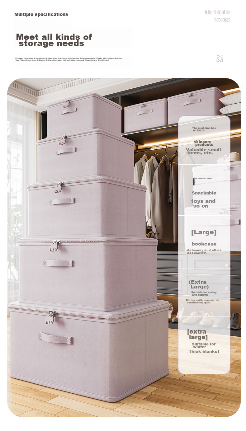 Bonnie Home Covered Clothes Storage Box Large Capacity Foldable Quilt Clothing Down Jacket Organizer Bin 9
