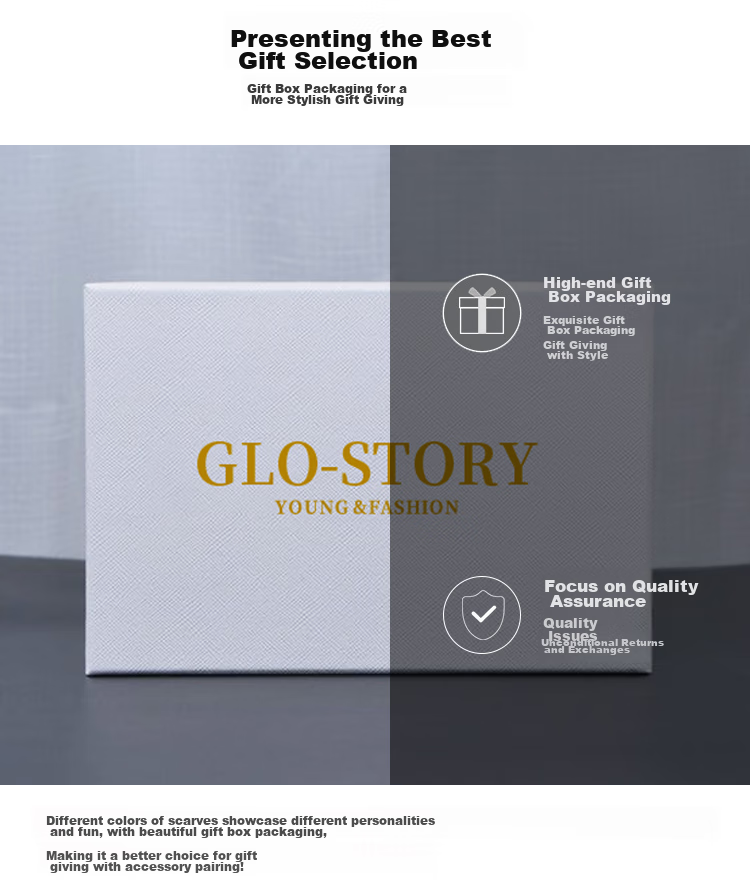GLO-STORY Silk Scarf for Women, Mulberry Silk Versatile Double-Layer Fine Silk Narrow Small Scarf Long Flowing Ribbon Qixi Gift Box Set 7