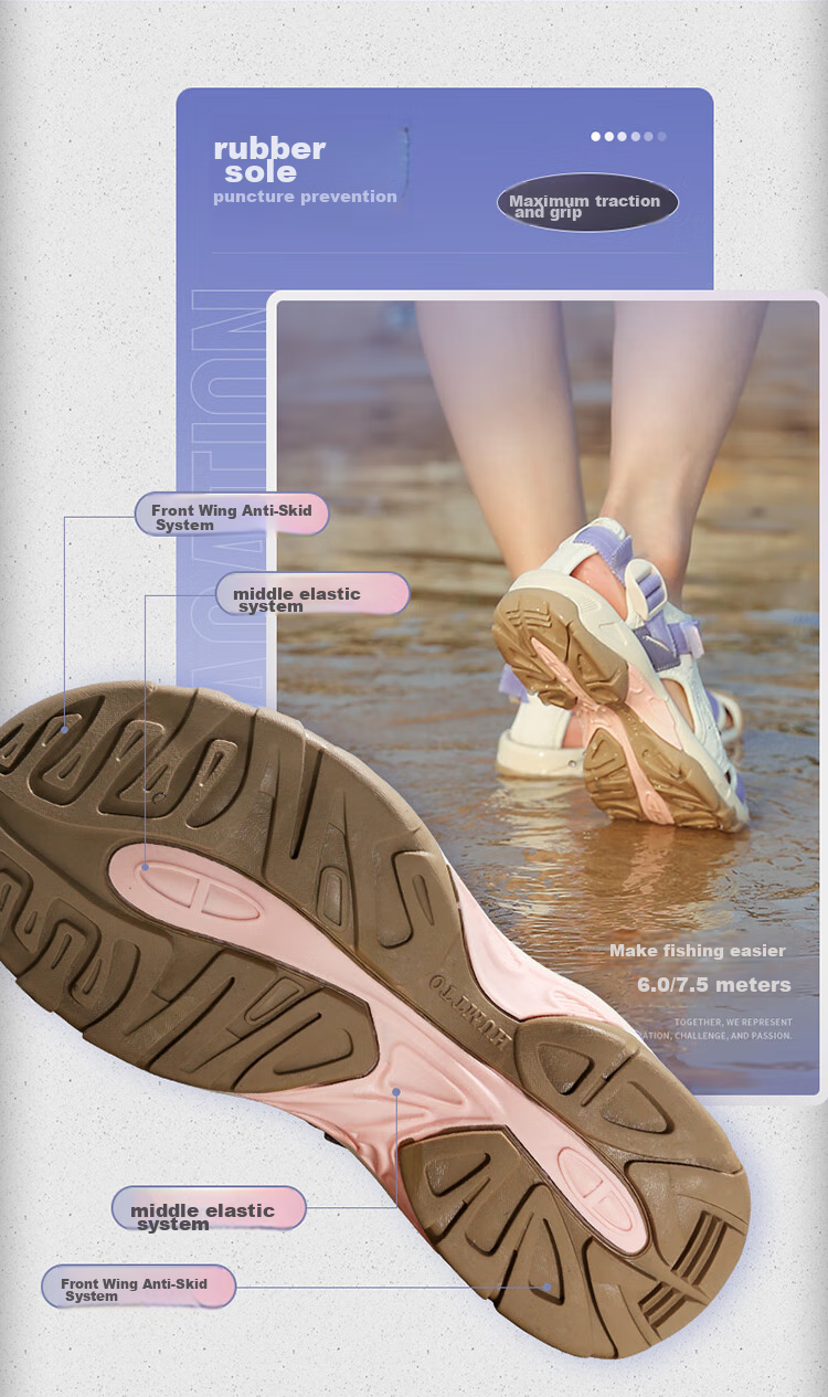 HUMTTO Summer Beach Sandals, Hole Shoes, Outdoor Hiking And Stream Tracing Closed-Toe Sports Sandals for Women, Beige/light Pink, Size 38 6