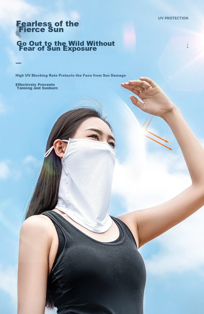 ROCKBROS Full Face Sun Protection Balaclava, Ice Silk Motorcycle Riding Neck Gaiter, Summer Unisex Fishing Face Mask, White 4