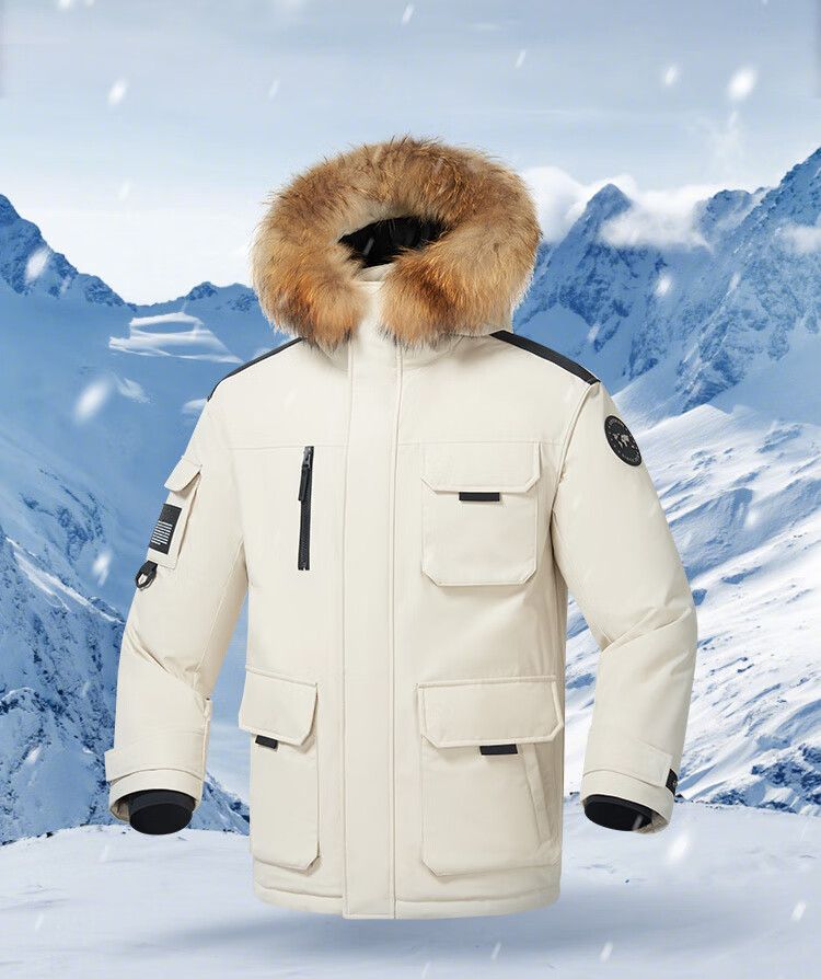 JD Original Imported Extreme Cold 95% Goose Down Jacket, 800 Fill Power, Triple Protection down Coat, Men's And Women's Winter Mid-Length Outerwear, Khaki Color, Size S 4