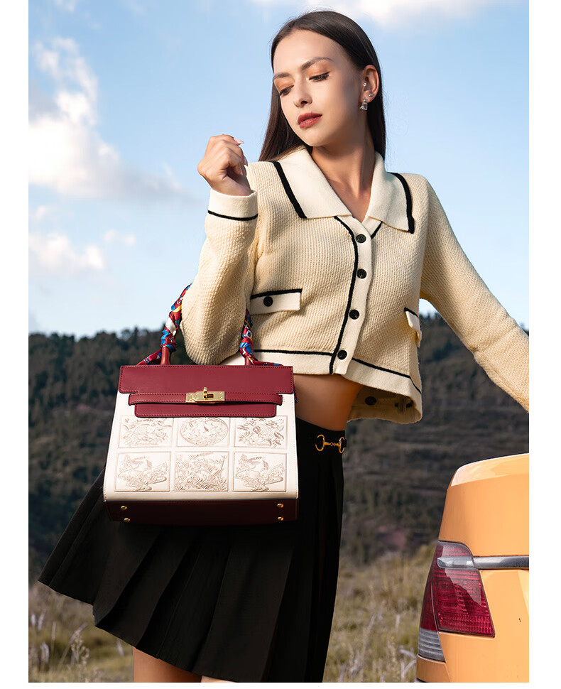 TUCANO Women's Handbag, Cowhide Leather Tote Bag, Chinese Style Embroidery, Mom Bag, Light Luxury Large Capacity Shoulder Crossbody Birthday 520 Gift 7
