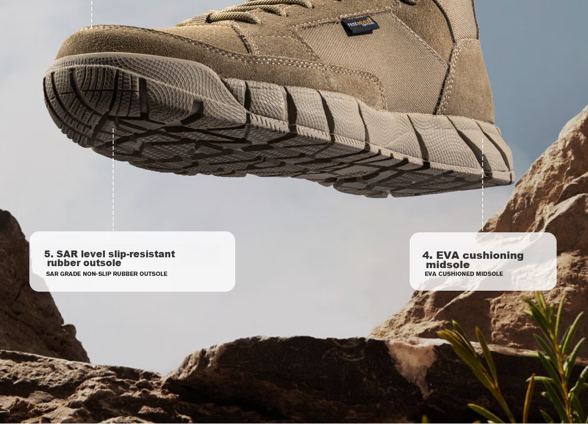 Free Soldier Mid-Top Hiking Boots for Men And Women, Outdoor Wear-Resistant Non-Slip Trekking Climbing Sandproof Breathable Desert Boots, Sand Color, Size 40 14
