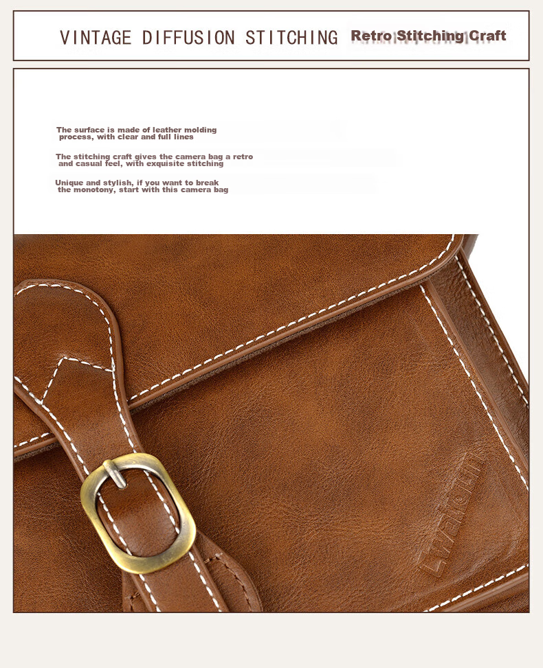 CWATCUN Shoulder Camera Bag, Photography Bag, Crossbody Handheld Vintage Women's Camera Bag, Mirrorless DSLR Handmade Sewn Commuter Bag 7