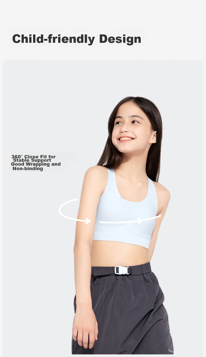 Like UU Girls' Sports Bra, Girls' Training Bra, Children's Underwear, Student Middle School Vest-Style Bra for Puberty Girls 8