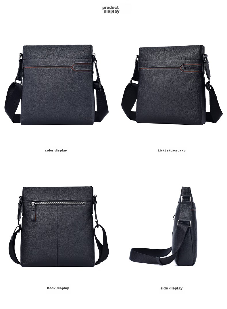 Hush Puppies Shoulder Bag for Men, Crossbody Bag, Casual Fashion Cowhide Business Backpack, Vertical Briefcase, Birthday Gift 7