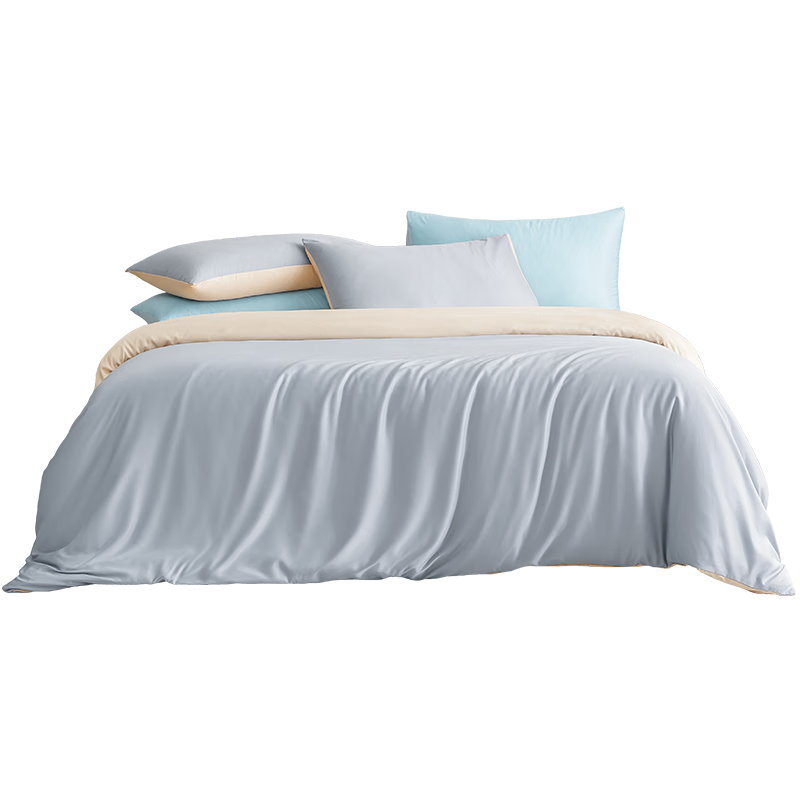 JD Original Milk Cap Ice Silk Four-Piece Bedding Set, Class A Smooth Duvet Cover And Bed Sheet Set for 1.8m Bed, Coconut Milk Cap