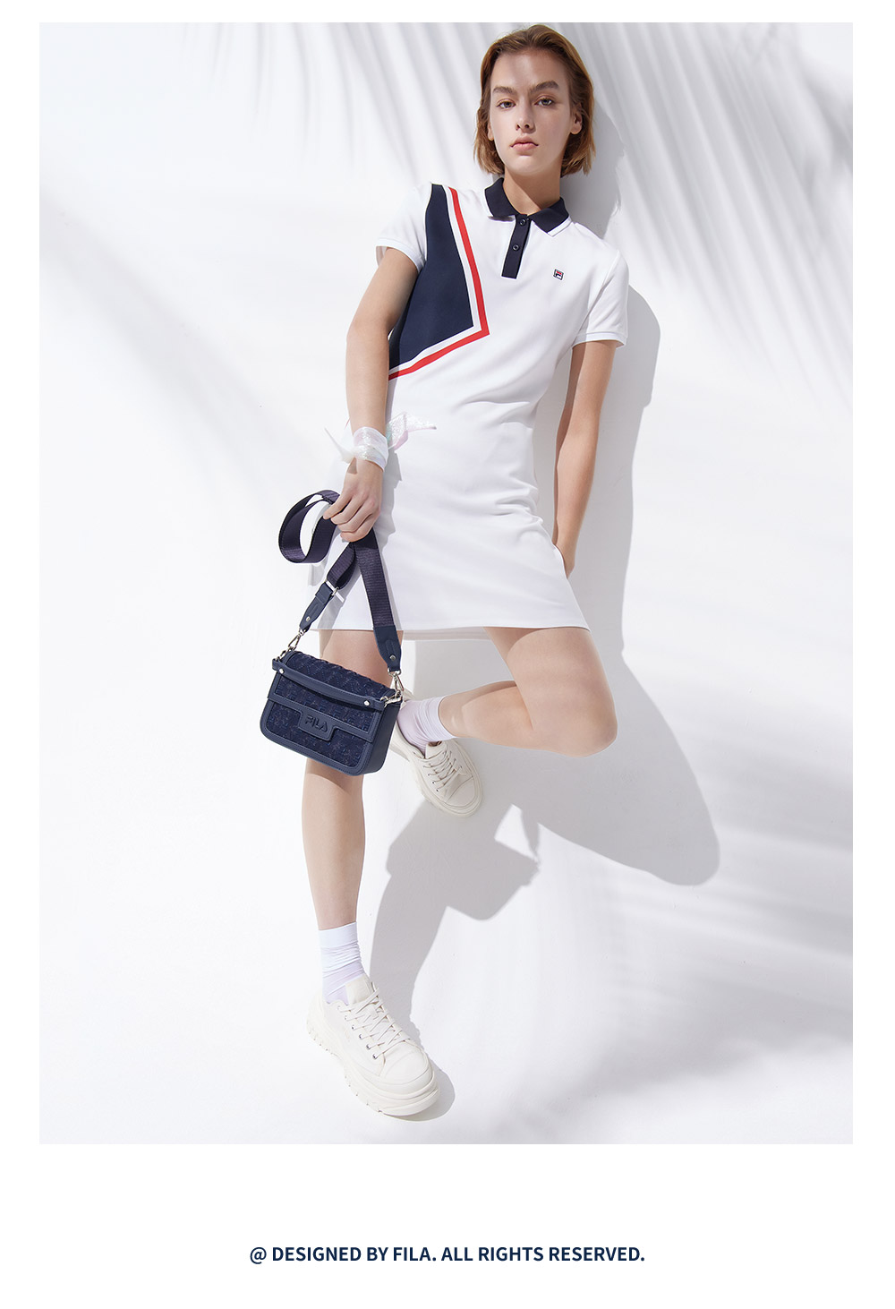 fila 斐乐官方女子连衣裙2021夏季新款运动连衣裙t恤裙女裙 传奇蓝-nv