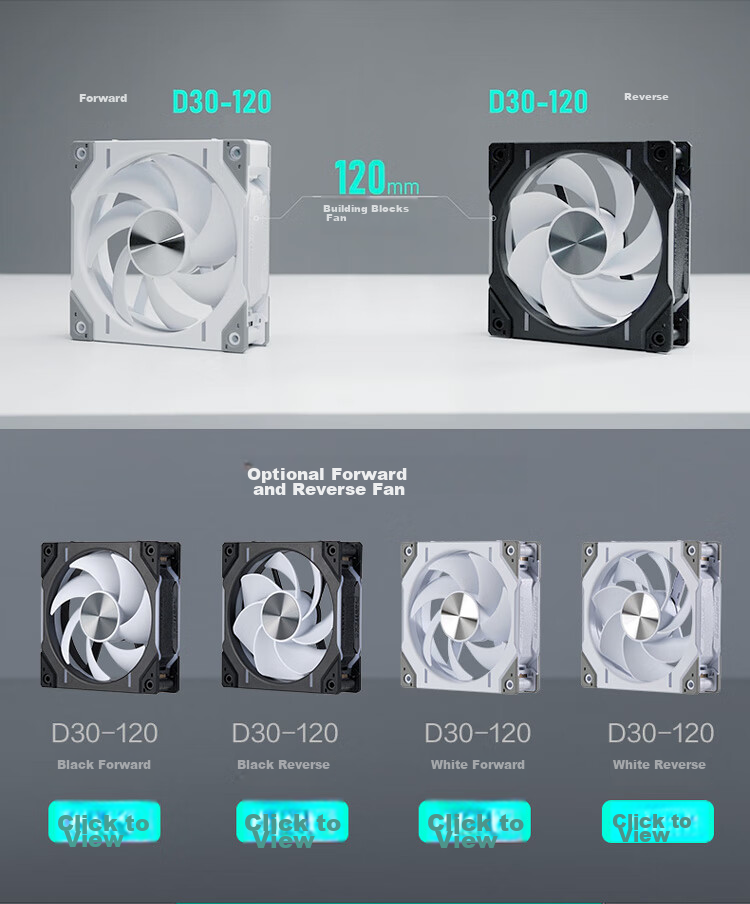 PHANTEKS D30 Building Block Version Zhengye 12cm Case Water Cooling Radiator ARGB Temperature Control Fan (30mm Thick/7 Blades High Air Pressure/Wireless Cable Connection/3-Piece Set/Black) 9