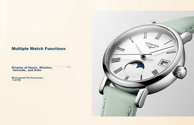 LONGINES Swiss Watch, Elegant Collection, Women's Leather Strap Quartz Watch L43304110 10
