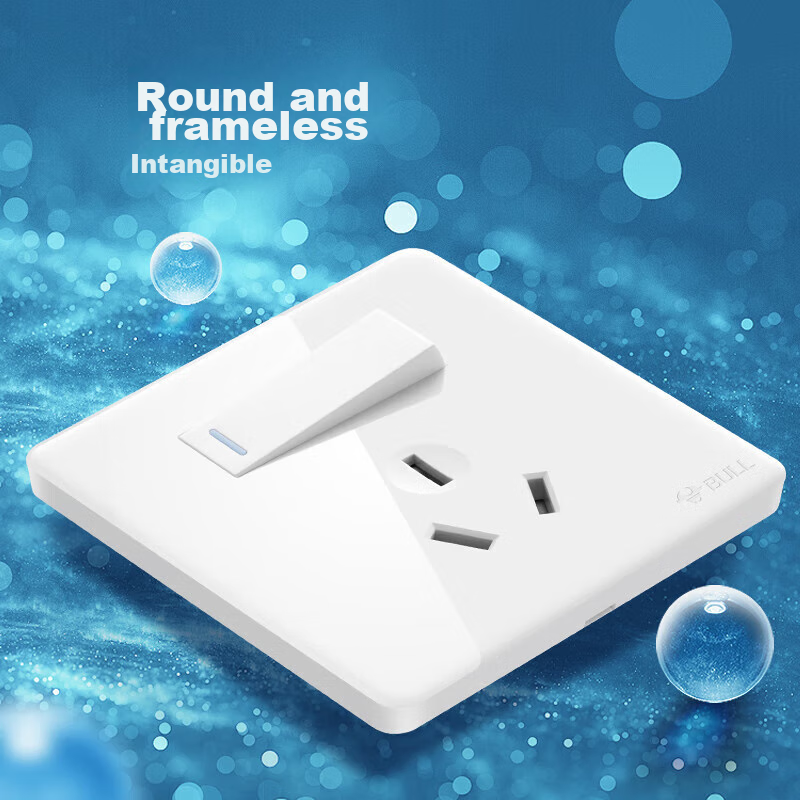 BULL Switch Socket G28 Series, 16A Switch Socket with 86-Type Socket Panel, G28E204AS, Pearl White