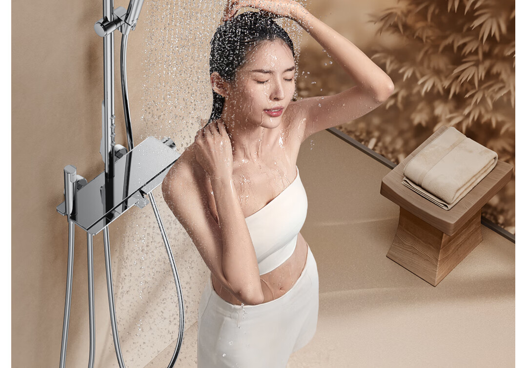 JOMOO Shower Set with Brass Piano Key Design, Descaling, Waist And Back Sprays, Massage Function, Constant Temperature, SPA Shower System 26192-695/1B 12