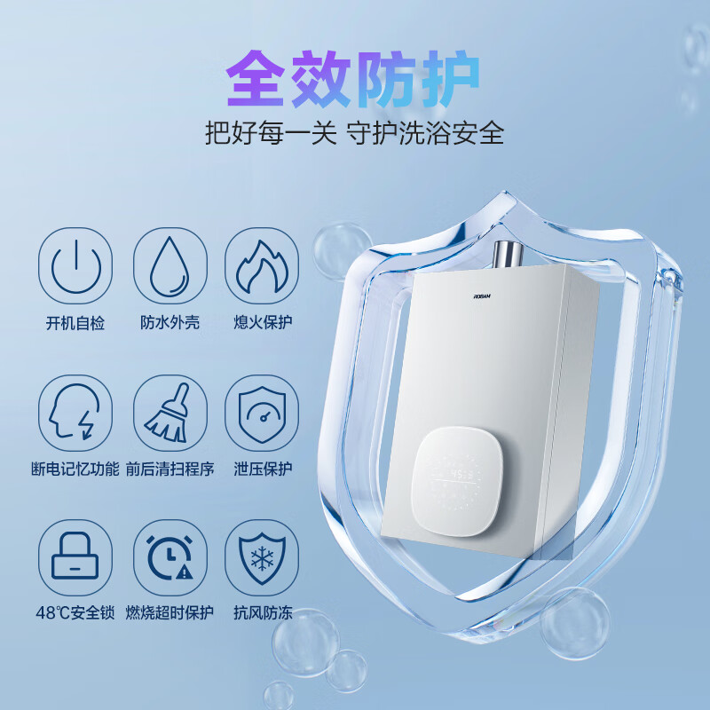老板（Robam）小云朵14升燃气热水器天然气小尺寸智能变频恒温低水压启动水气双调降噪抗风家用强排式HT322A-14