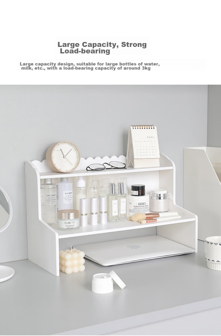 Ourunzhe Storage Rack, Desktop Organizer Shelf, Multi-Layer Storage Rack for Cosmetics, Small Shelf, White Double-Layer Medium Size 6