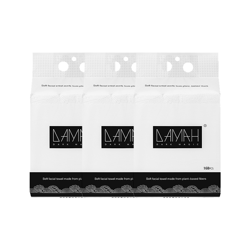 DAMAH DARK MAGIC Hanging Extractable Facial Cleansing Wipes, Wall-Mounted Thickened Face Towels, Large Capacity 168 Sheets * 3 Packs