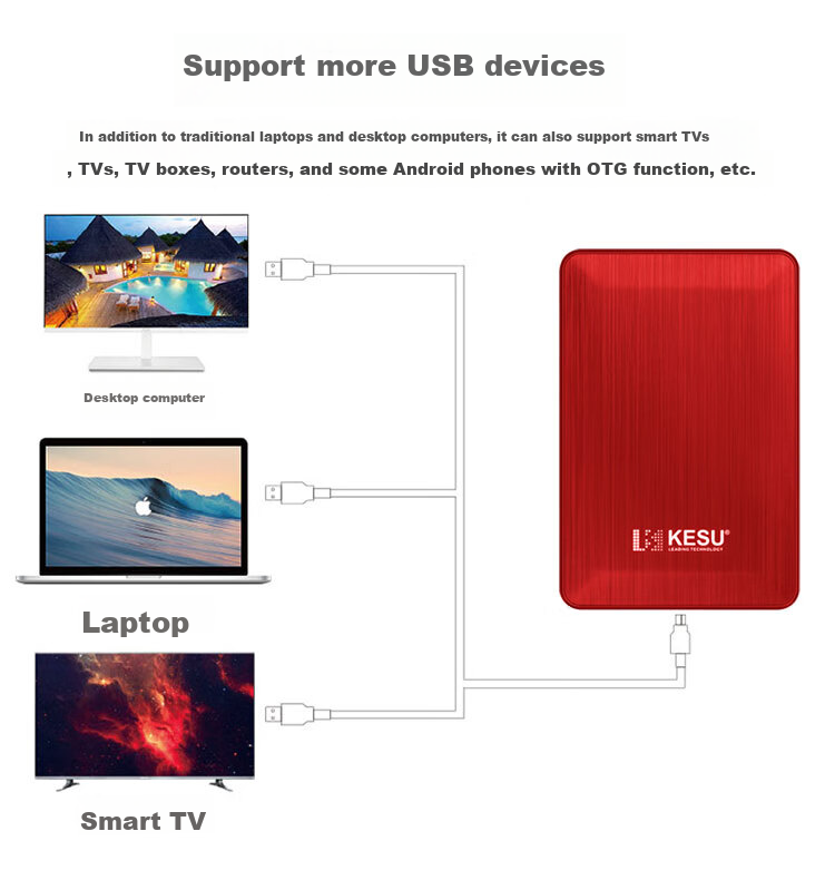 KESU Encrypted External Hard Drive, 500GB, USB3.0, K1, 2.5-Inch, Passion Red, External Mechanical Hard Drive, Large USB Flash Drive 7