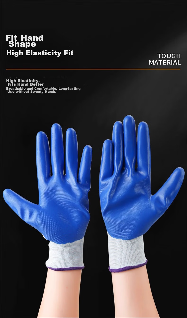 Jiansi Nitrile Rubber Work Gloves, 6 Pairs, One Size Fits All, Non-Slip, Thickened, for Construction Work, Planting, Weeding, And Gardening Protectio 5