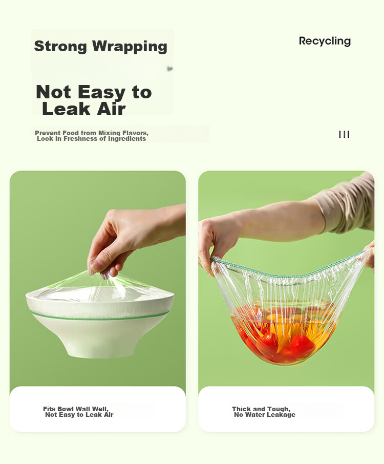 MARYYA Food-Grade Plastic Wrap, 100 Pieces, Disposable Food Covers, Kitchen Dust-Proof Bowl Covers for Leftovers 12