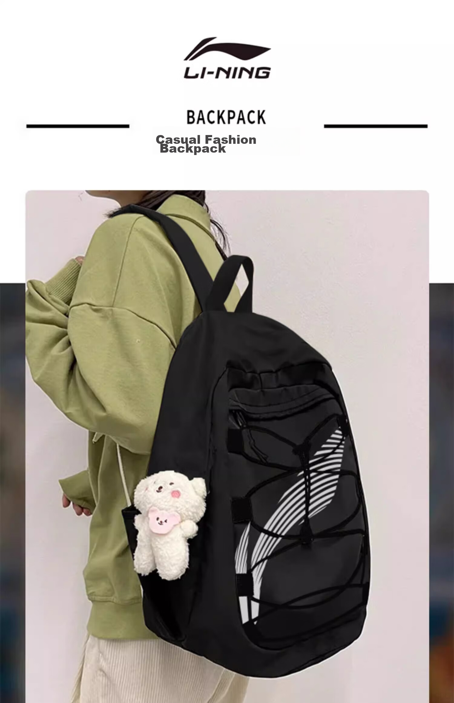 Li-Ning Backpack, Large Capacity School Bag for Men, Middle School High School College Students, Basketball Travel Outdoor Sports Backpack for Wome 2