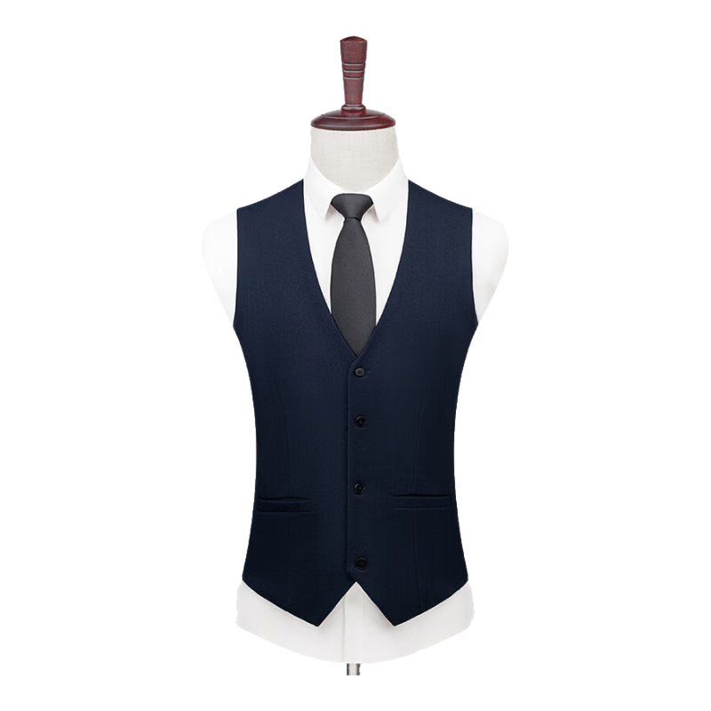 ROMON Wool Blend Men's Business Formal Suit Vest Waistcoat Navy Blue 3XL