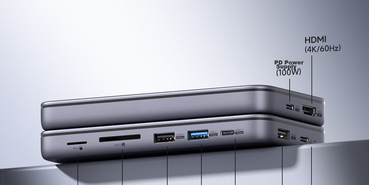 Hagibis Hard Drive Enclosure Expansion Dock, Type-C Expansion Port, USB Multi-Interface Adapter, HDMI Converter, Thunderbolt 4 Compatible, Suitable for Apple Computers, Mac Laptops, M.2 Expansio 6