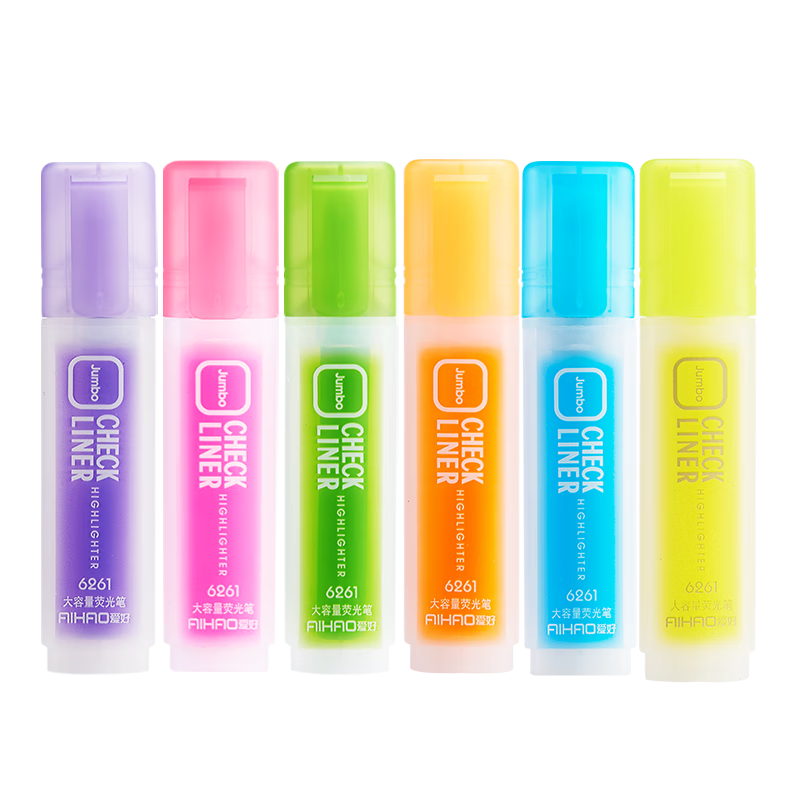 AIHAO [Best-Selling Product] Highlighter Pens, Large Capacity Colorful Marking Pens, Instagram-Style High-Quality Highlighters, Multi-Color Journal Marking Pens, 6 Colors, 6261