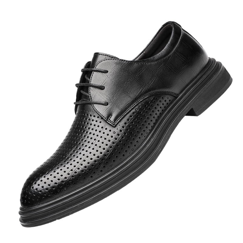 CARTELO Men's Business Leather Shoes, Formal Shoes, Breathable Soft Cowhide, Hollow-Out Perforated Shoes, Leather Sandals for Men 9599, Hollow-Out Style, Size 40