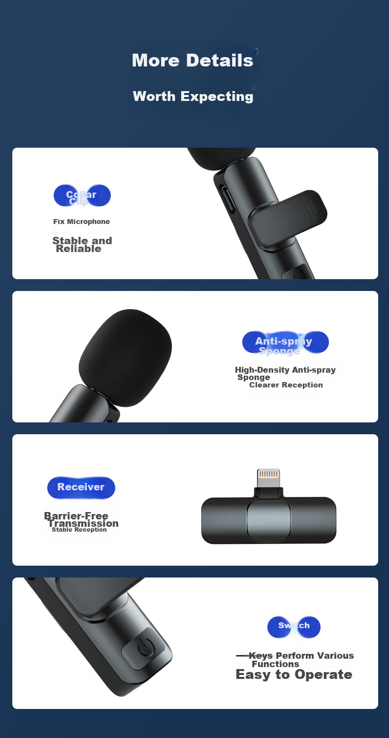 Newman MC216 Pro Wireless Lavalier Microphone Professional Live Streaming Recording Outdoor Short Video KTV Noise-Cancelling Portable Wireless Mic One-to-One Charging Case Version 18