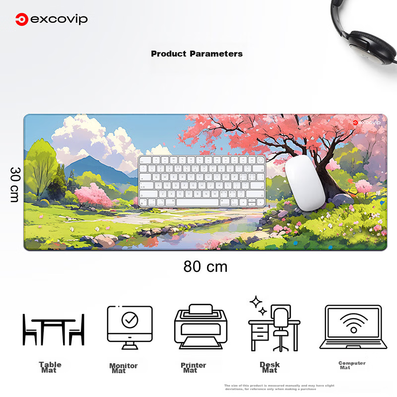 EXCO Chinese Style Four Seasons Mouse Pad, Extra Large Desk Mat, Computer Desk Office Gaming Cartoon E-Sports Anime Edge-Locked Keyboard Pad, 800*300mm, Spring 0290 7